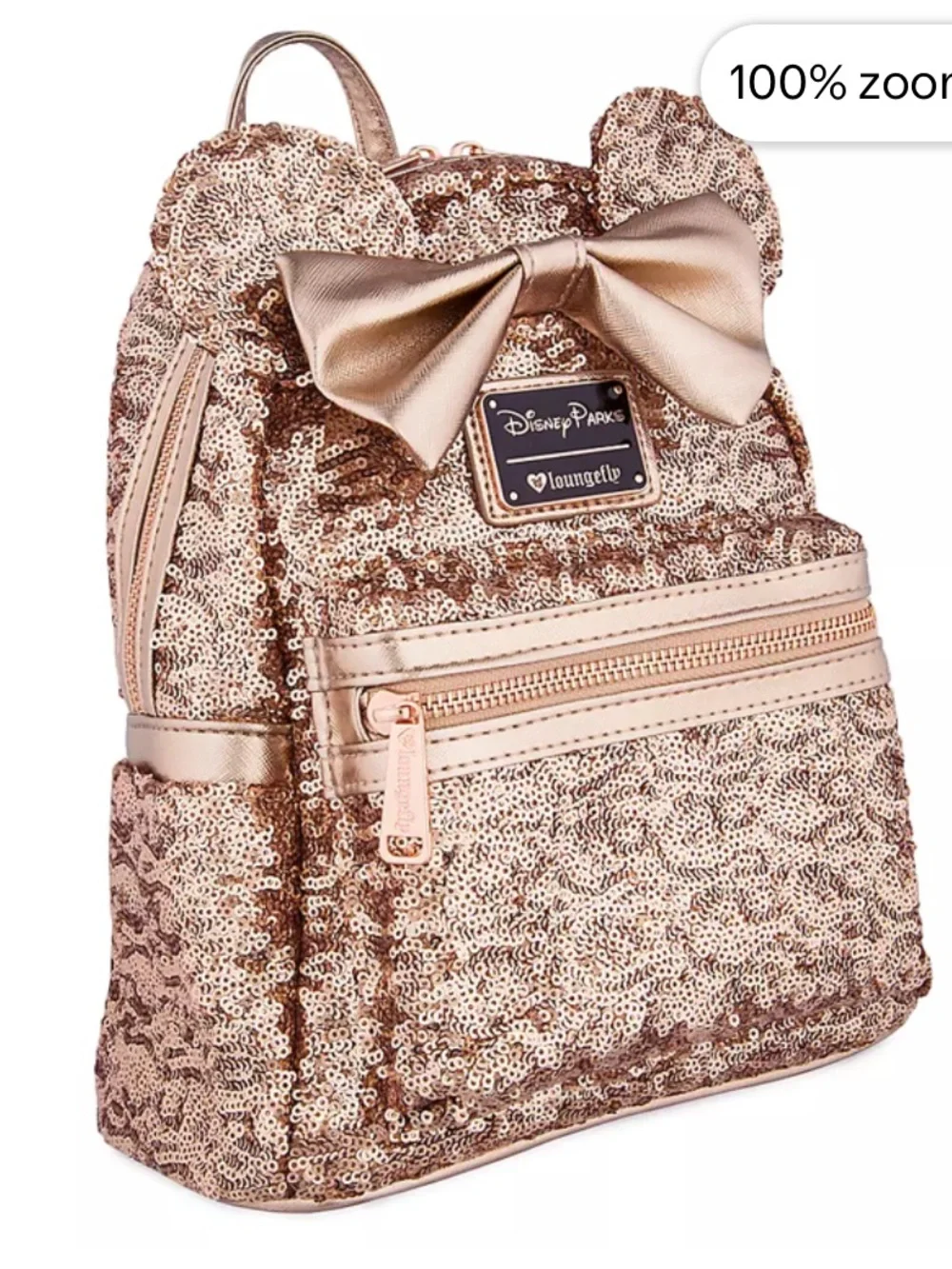 Loungefly Disney Parks Minnie Mouse Sequined Mini Backpack – Rose Gold